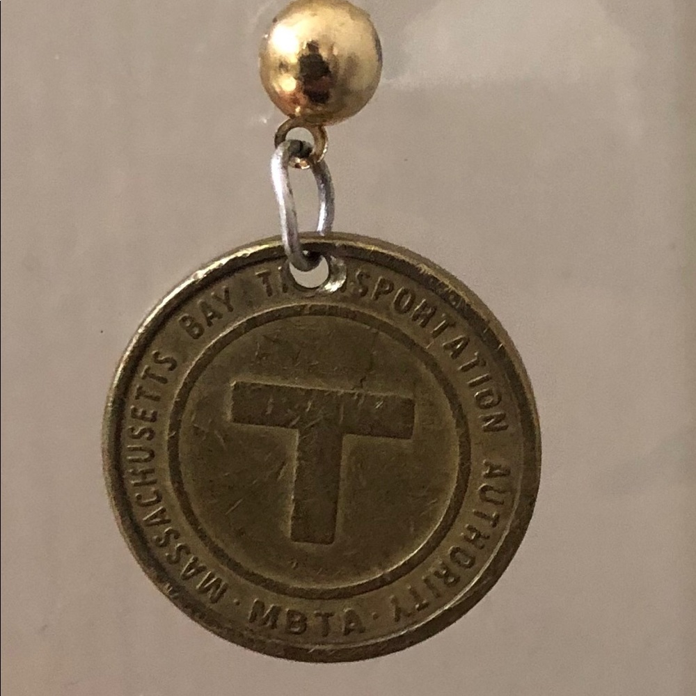 Earrings - Vintage Boston MBTA Subway tokens